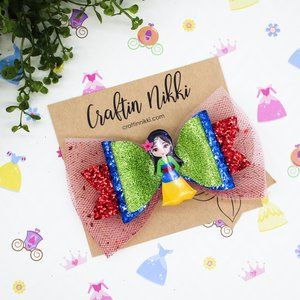 Handmade Hua Mula Princess Glitter Hair Bow